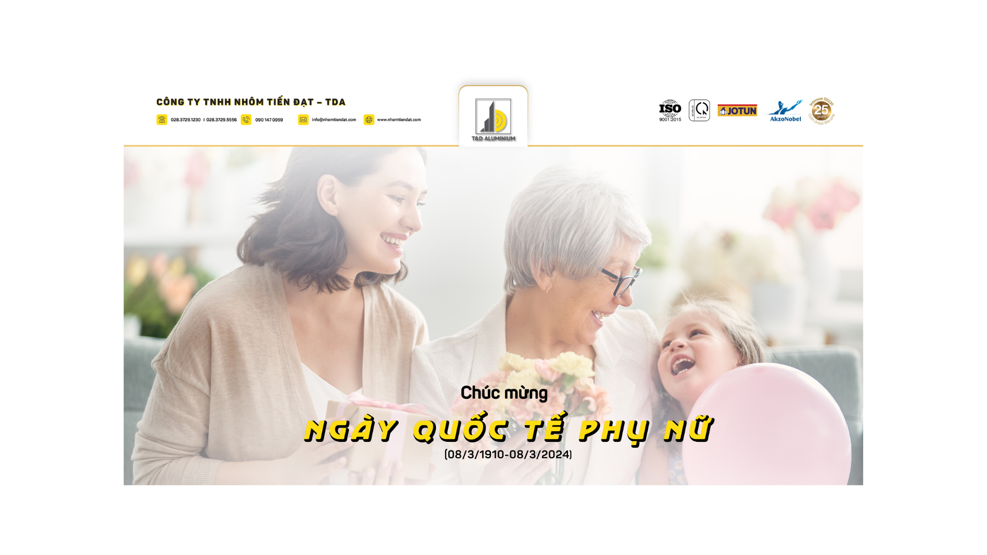 nhôm tiến đạt chúc mừng quốc tế phụ nữ