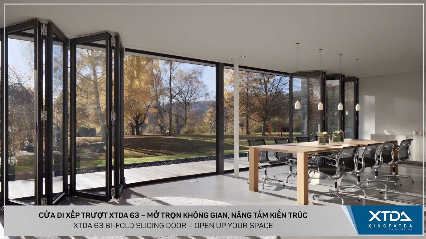 Cửa đi xếp trượt XTDA 63 mở trọn không gian